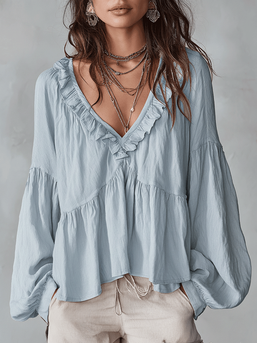 Cirenne Blue blouses - front view