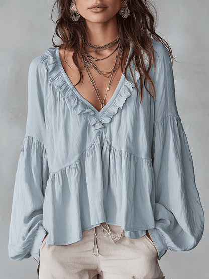 Cirenne Blue blouses - front view