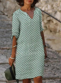 Canella | Dress Vintage Split-Neck Relaxed Summer Mini