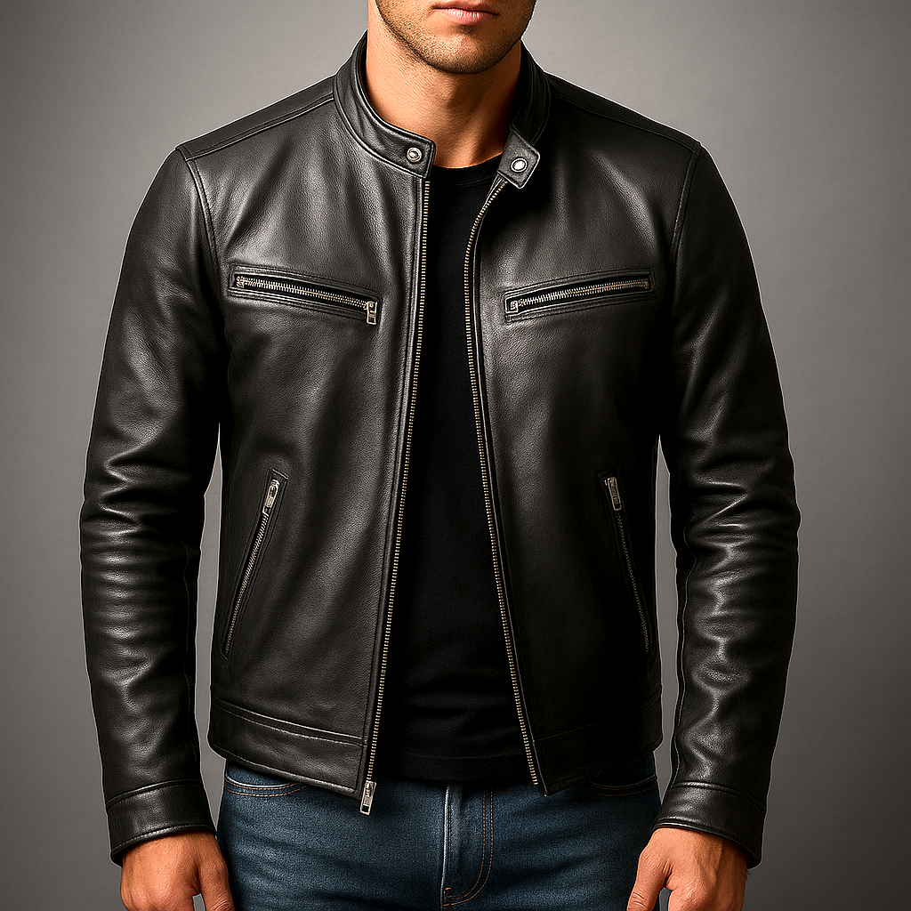 Men's Vintage Leather-Look Jacket, Biker - view 6