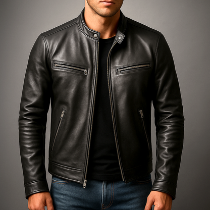 Men's Vintage Leather-Look Jacket, Biker - view 6