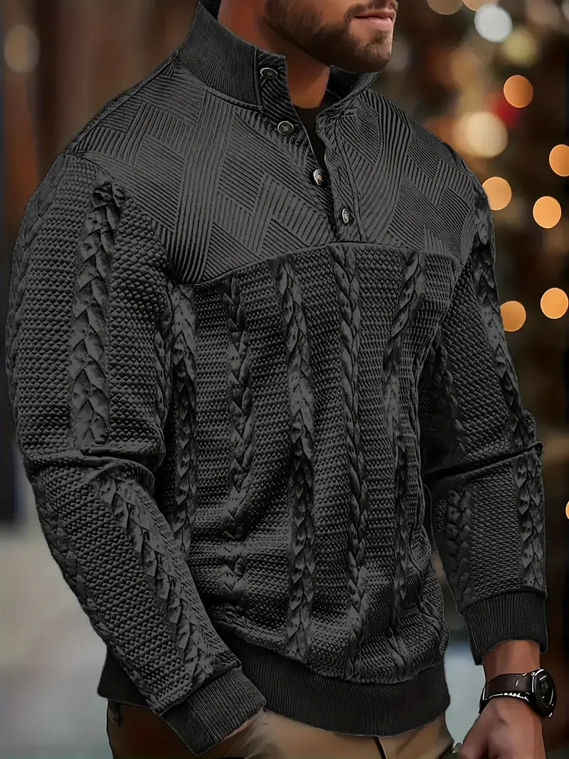 Men's Button Jumper, Knitted Sweater - view 2