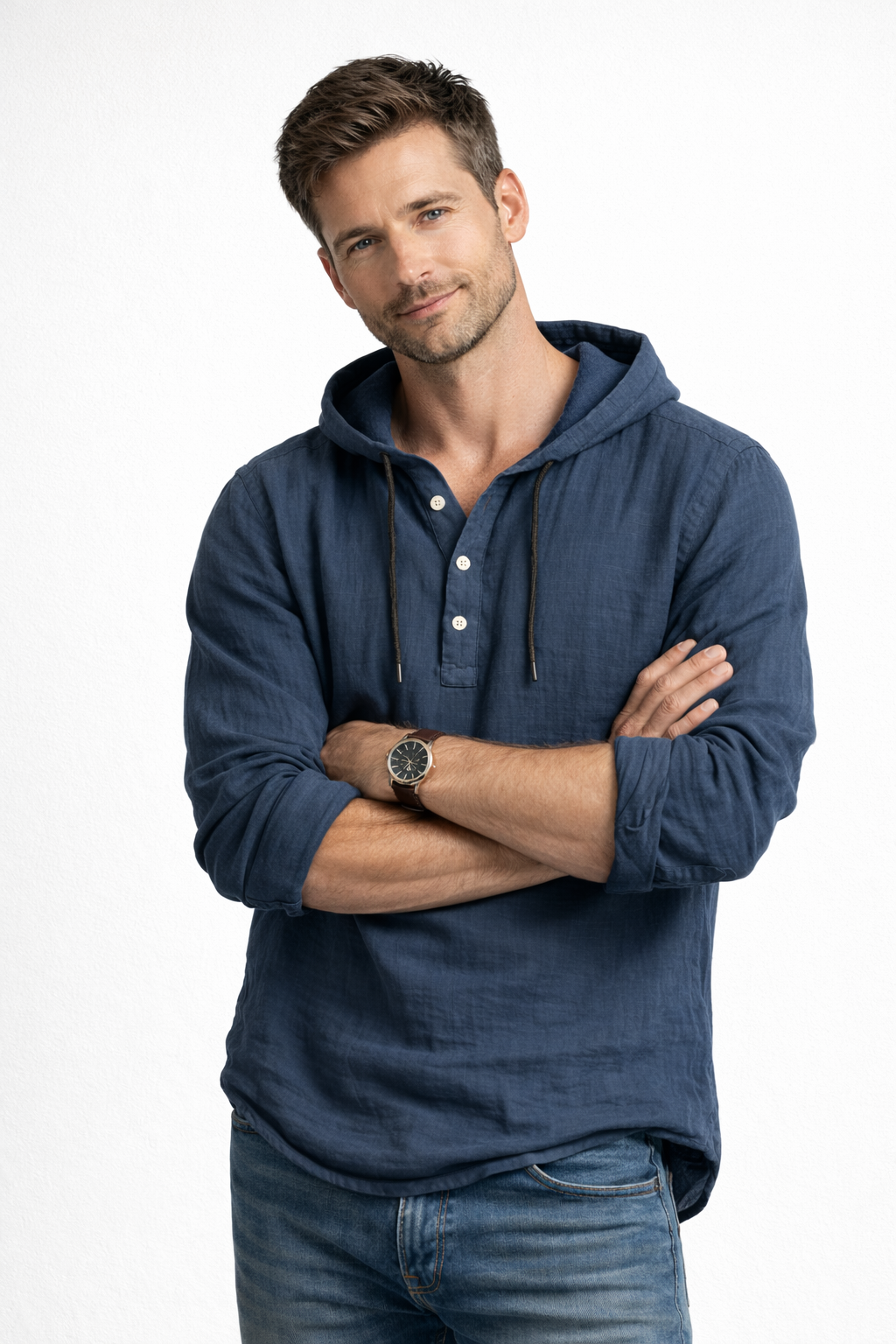 Lorven linen hooded shirt - lifestyle 2
