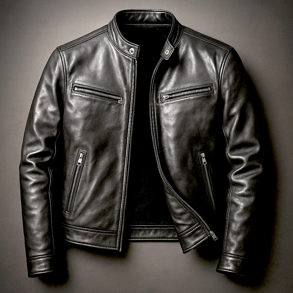 Men's Vintage Leather-Look Jacket, Biker - view 2