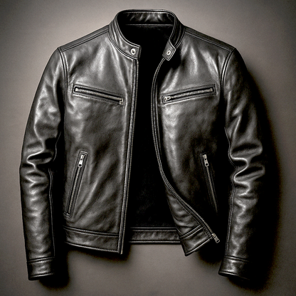 Men's Vintage Leather-Look Jacket, Biker - view 2