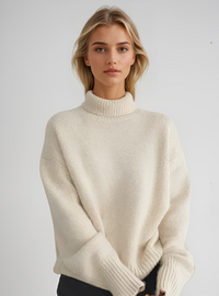 Women's Cashmere Roll Neck Jumper, Turtleneck Knit Sweater