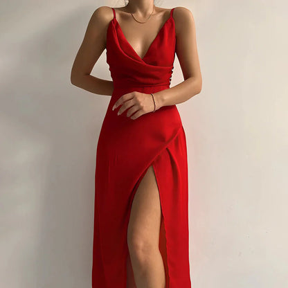Cassivelle | Sophisticated Maxi Dress with Side Slit and Cowl Neck - Image 2