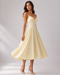 Elunara | Midi Dress Cotton Gathered Bust Side Pockets