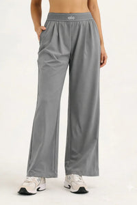 Novienne | Wide-Leg Pants High Waist Cotton-Blend Lounge Fit