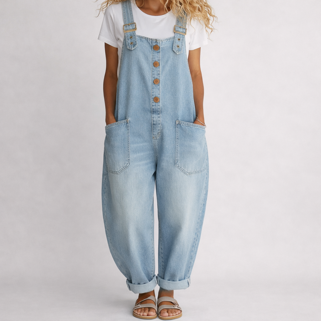 Petra | Relaxed adjustable denim jumpsuit - Light Denim