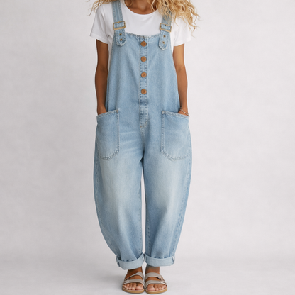 Petra | Relaxed adjustable denim jumpsuit - Light Denim