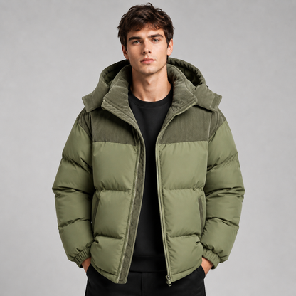 Men's Oversized Hooded Puffer Jacket, Quilted Coat - view 3