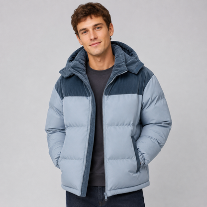 Men's Oversized Hooded Puffer Jacket, Quilted Coat - view 4