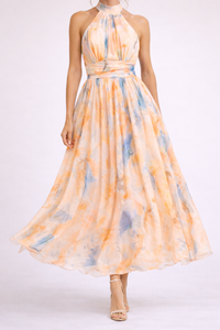 Flolene | Halter watercolour pastel midi dress