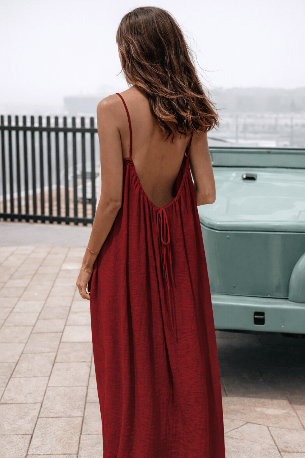 Lorvine Wine Red dresses - front view