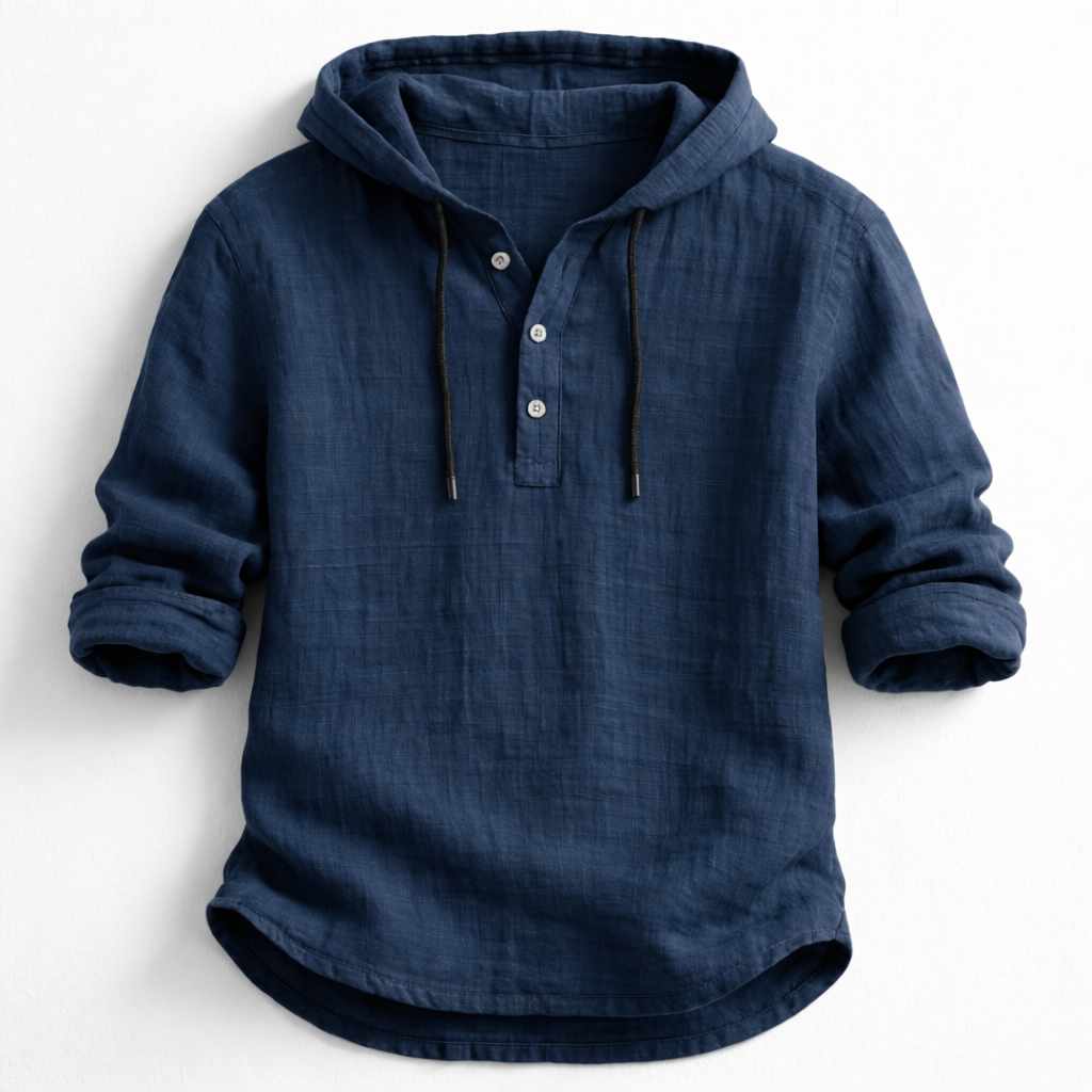 Lorvener | Men's relaxed linen hooded shirt