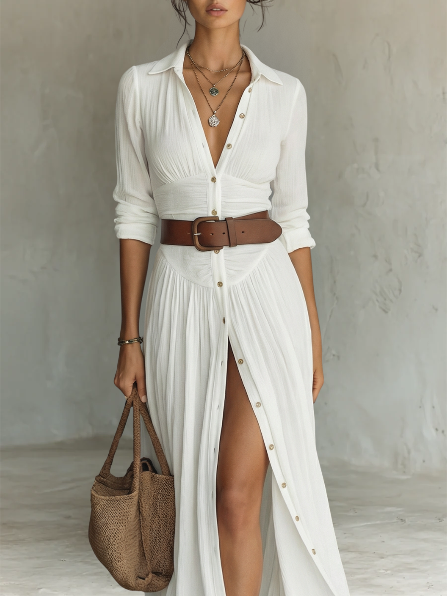 Soranelle linen maxi dress back view