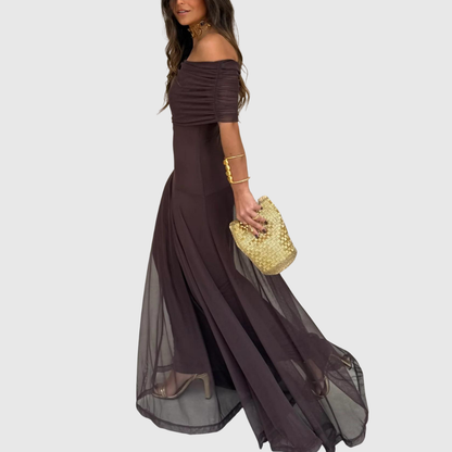 Narvalle | Women's Off-Shoulder Chiffon Maxi Dress — image 2