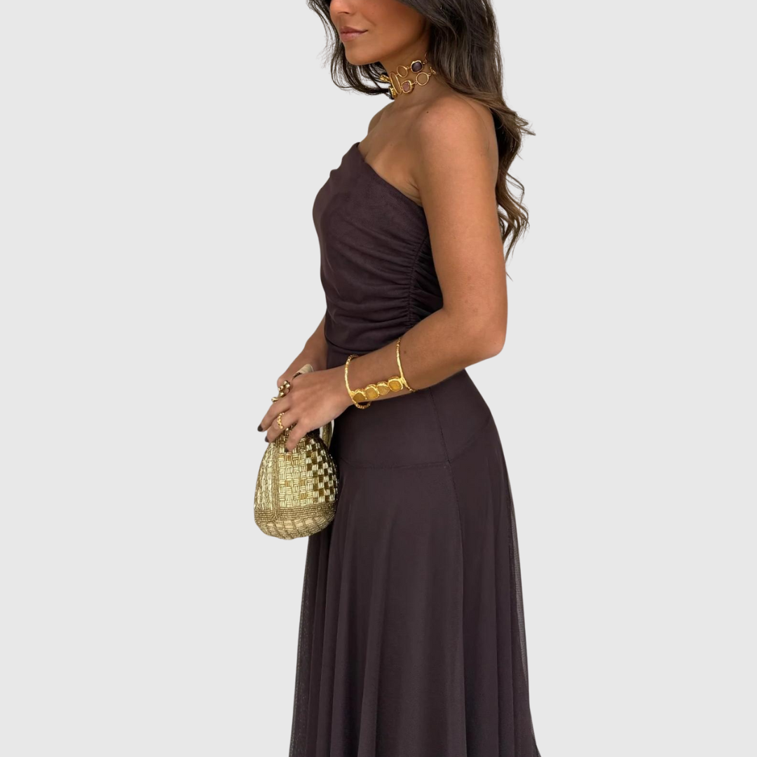 Narvalle | Women's Off-Shoulder Chiffon Maxi Dress — image 3