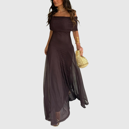 Narvalle | Women's Off-Shoulder Chiffon Maxi Dress
