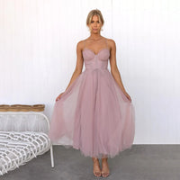 Ornelle | Tulle Corset Midi Dress with Adjustable Straps