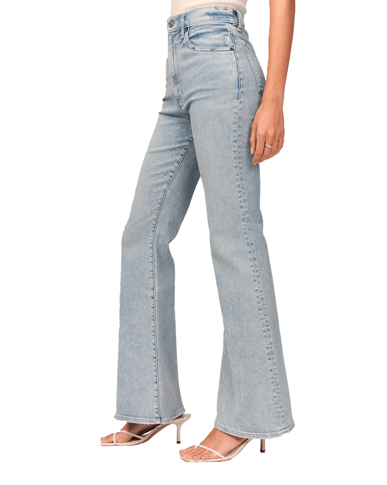 Jean évasé allongé taille haute