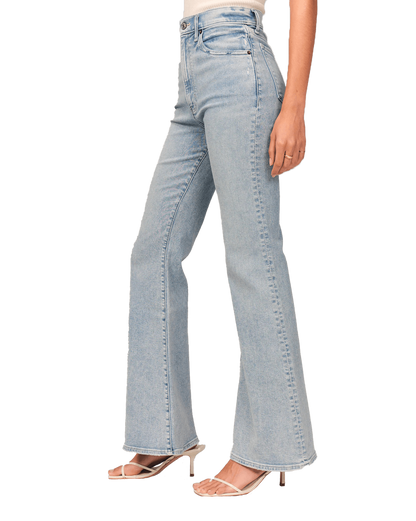 Jean évasé allongé taille haute