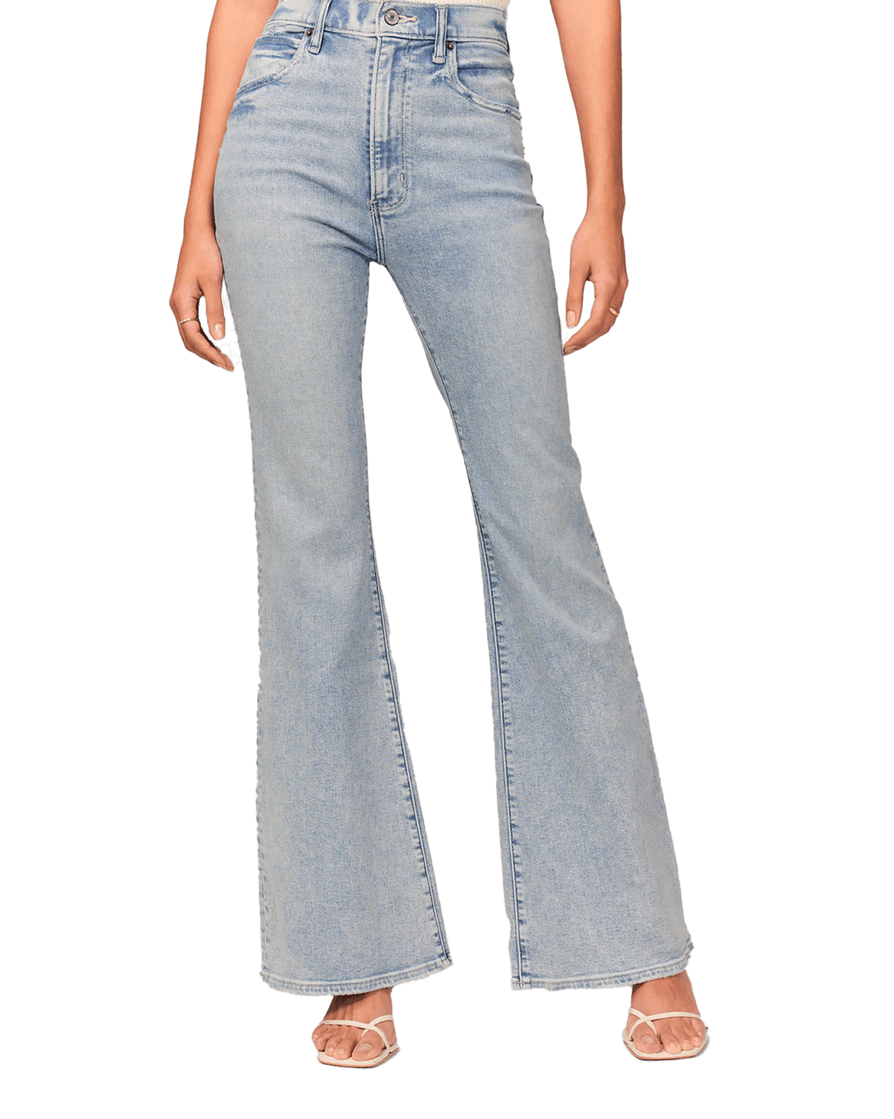 Jean évasé allongé taille haute