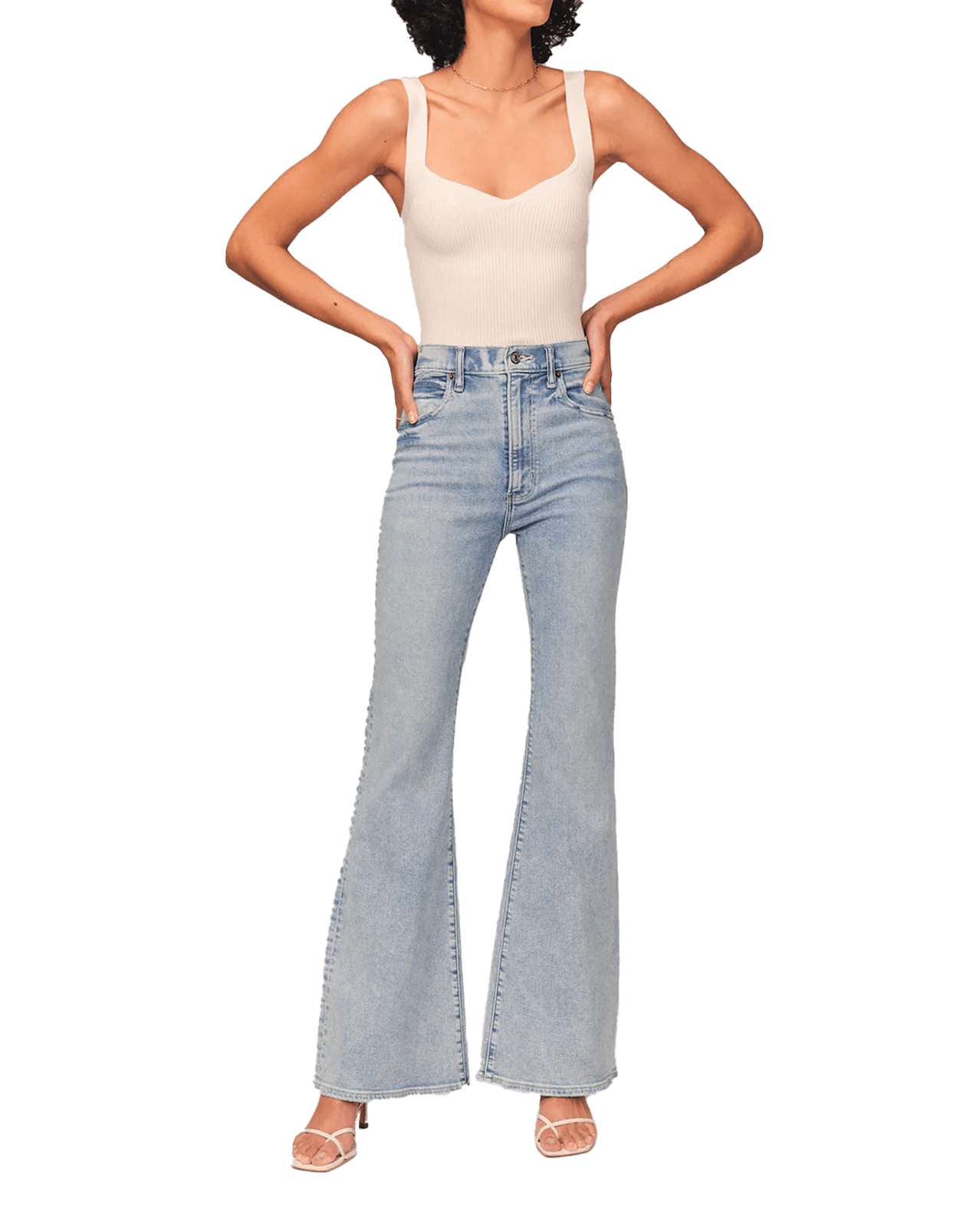 Jean évasé allongé taille haute