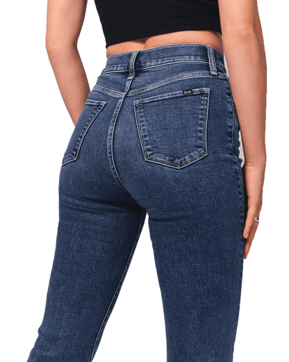 Jean évasé allongé taille haute