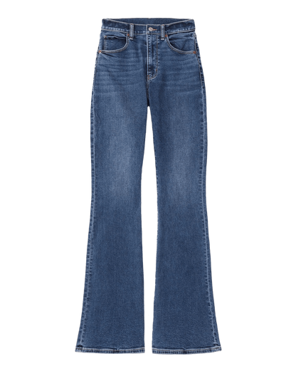 Jean évasé allongé taille haute