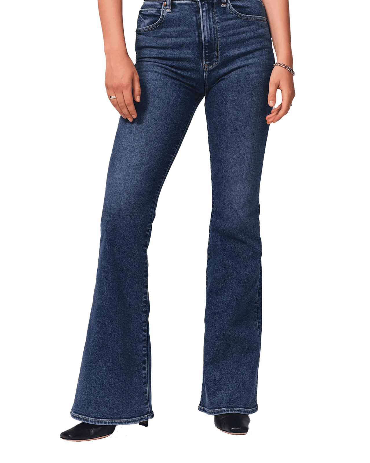 Jean évasé allongé taille haute