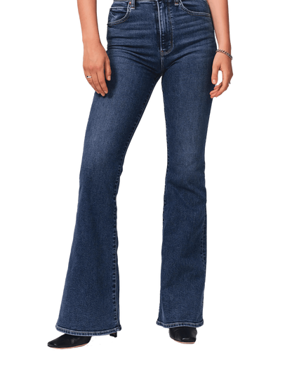 Jean évasé allongé taille haute