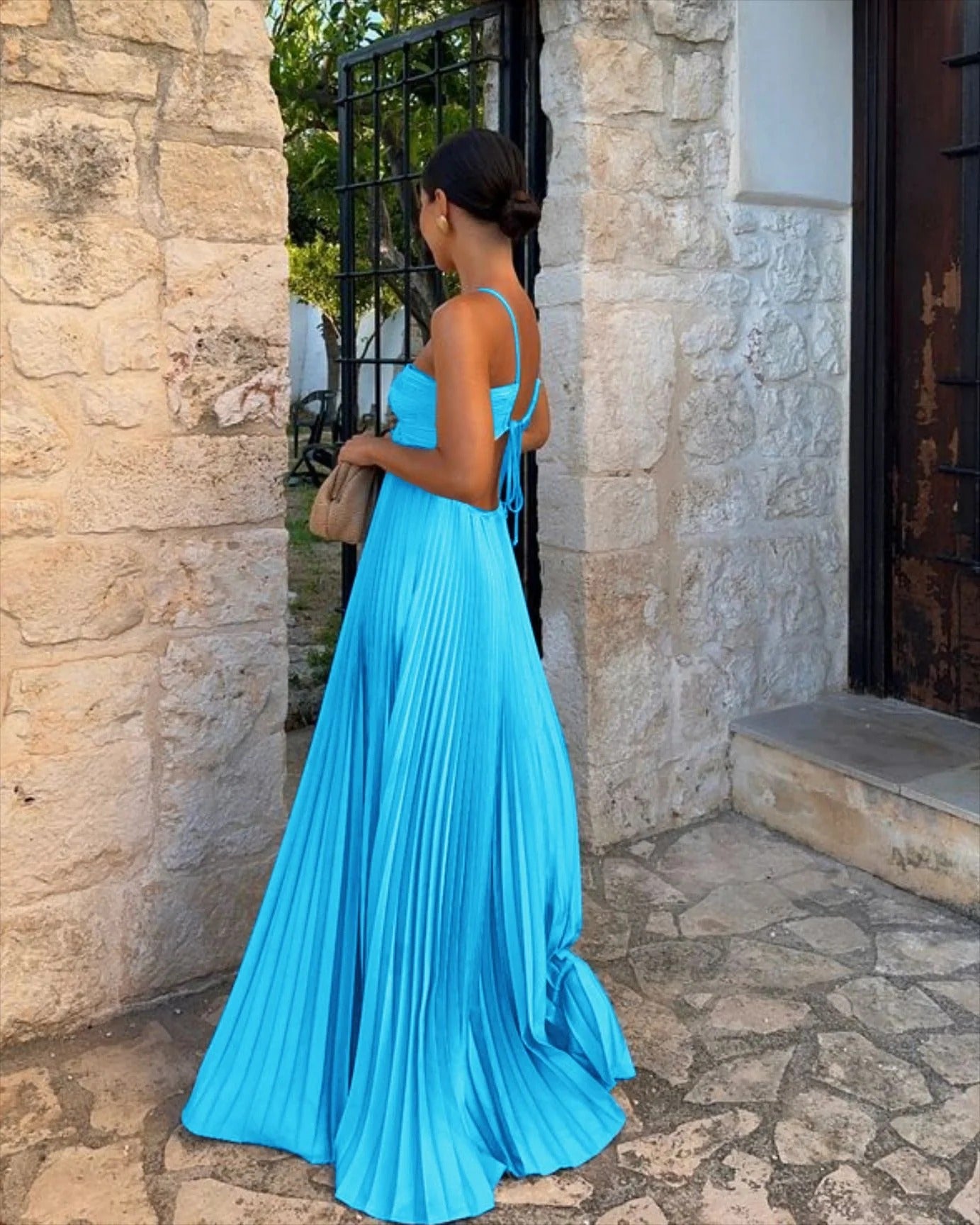 Greece | Elegant Pleated Long Dress For Refined Occasion Styling
