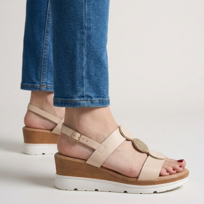 Gelvane wedge sandal worn lifestyle view