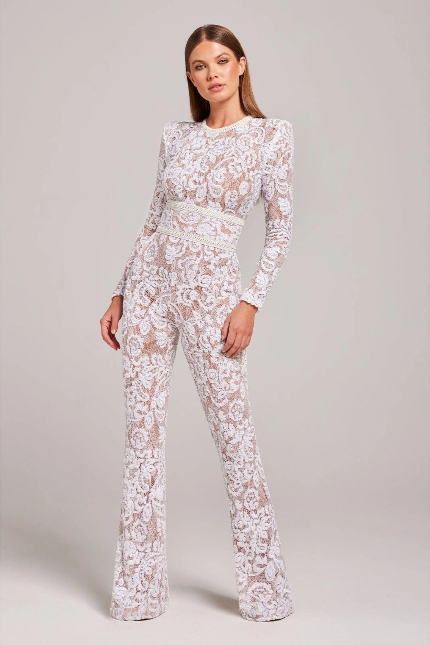 Merlanne | Lace Puff-Sleeve Jumpsuit with Defined Waist