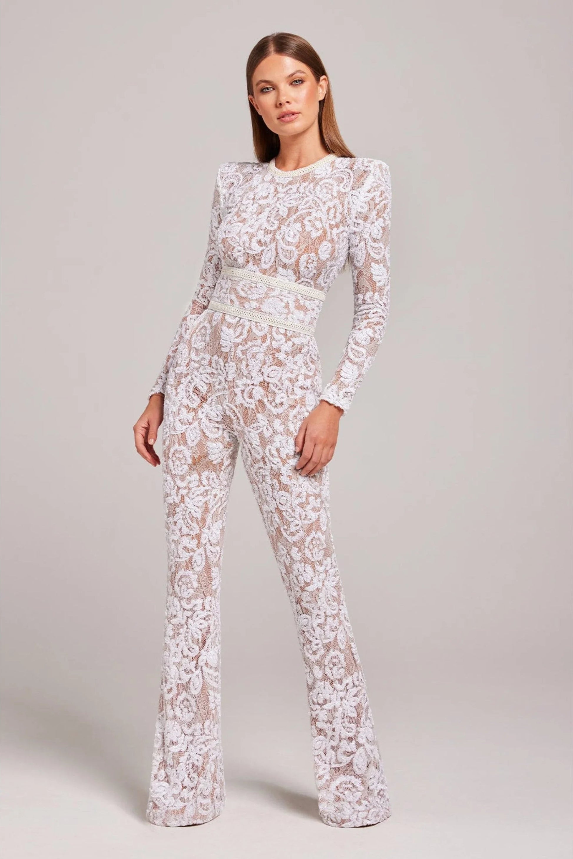 Merlanne | Lace Puff-Sleeve Jumpsuit with Defined Waist