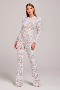 Merlanne | Lace Puff-Sleeve Jumpsuit with Defined Waist