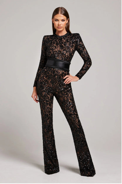 Merlanne | Lace Puff-Sleeve Jumpsuit with Defined Waist — image 2