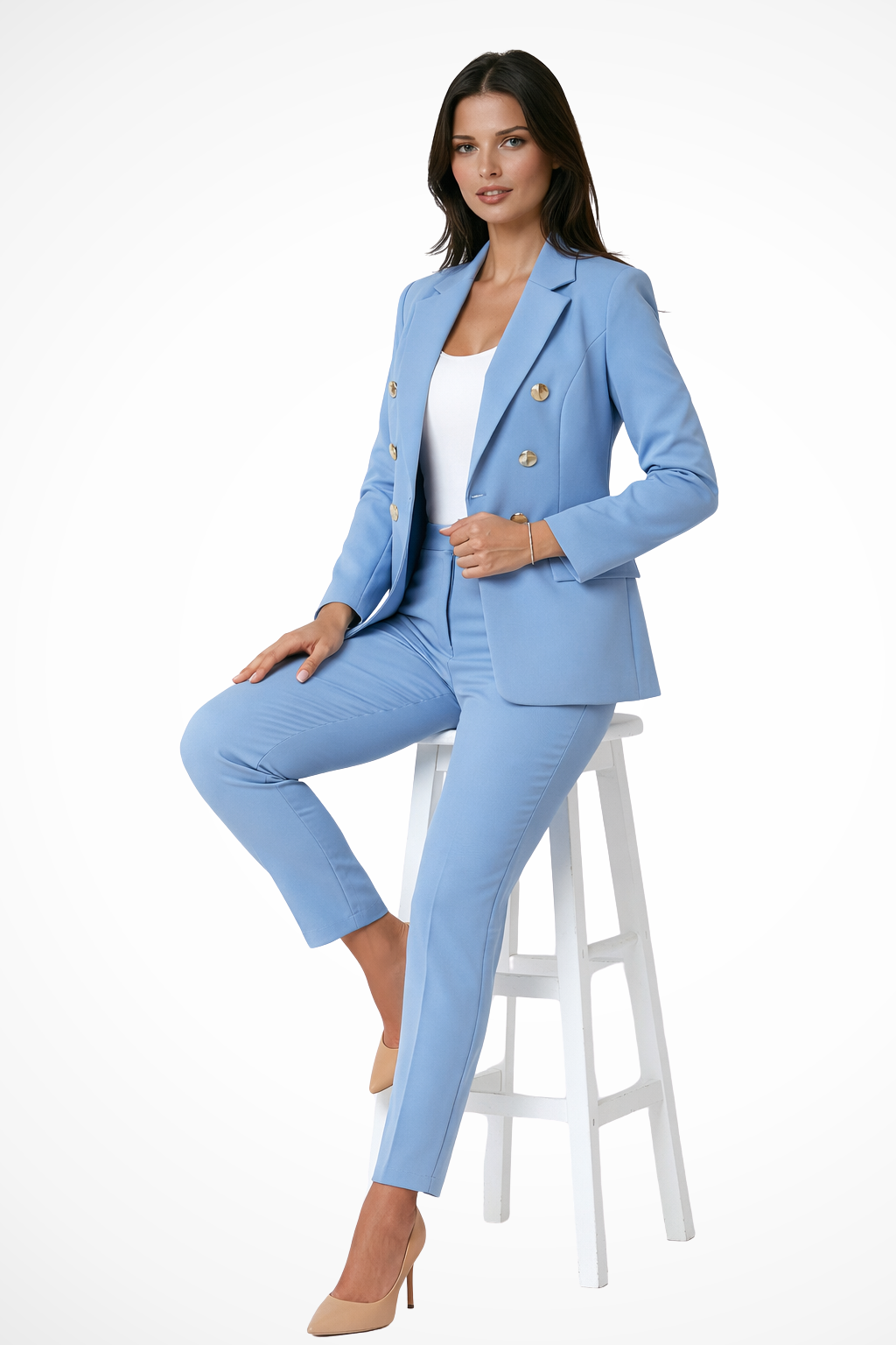 Cassanne — Sky Blue blazer and trousers set