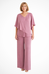 Arenne | Two-Piece Set V-Neck Batwing Sleeve Wide-Leg Trousers