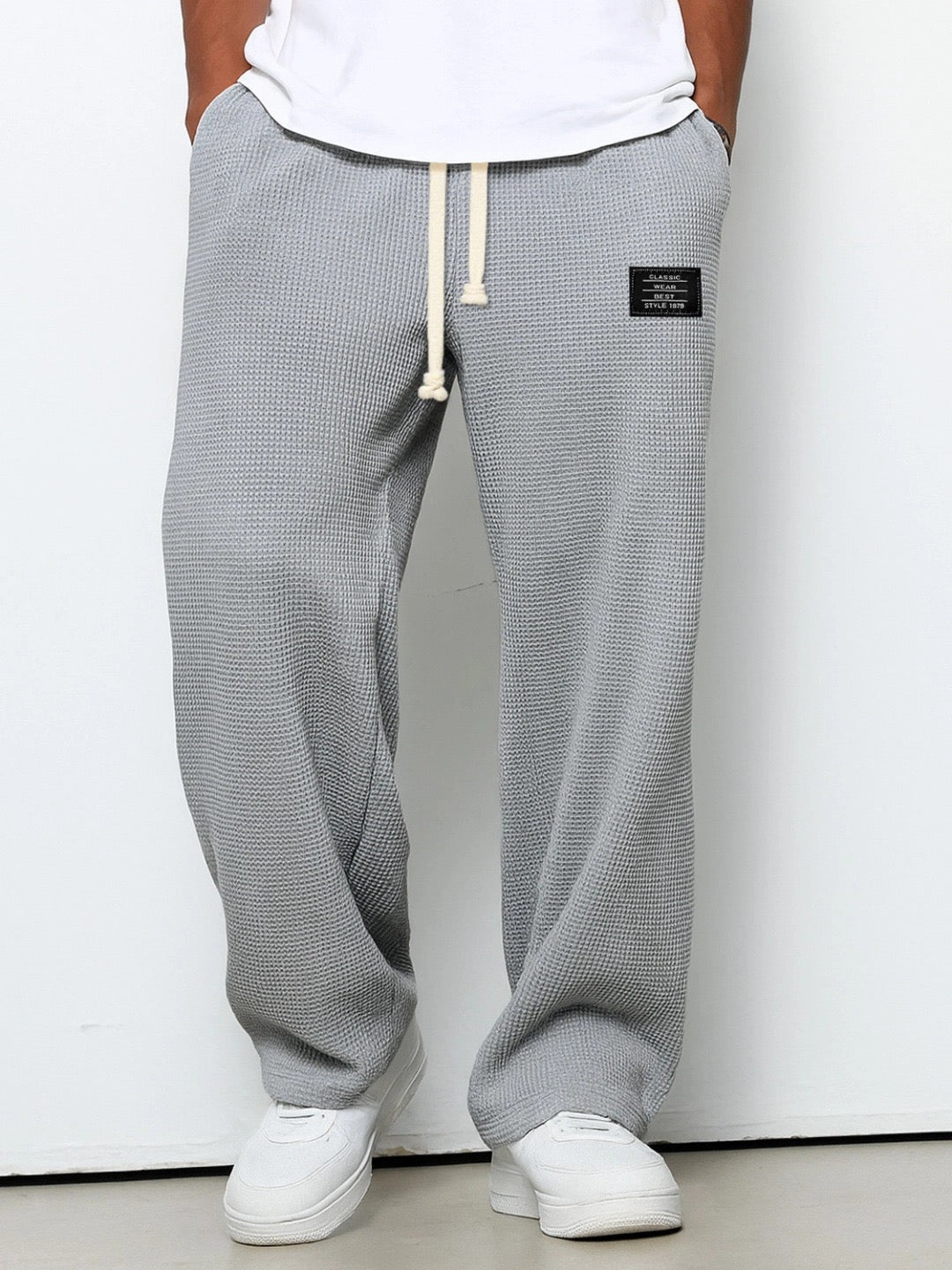 Men's Waffle Drawstring Trousers, Casual - view 5