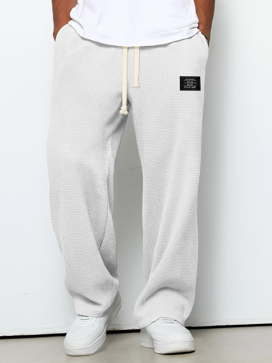 Men's Waffle Drawstring Trousers, Casual - view 8
