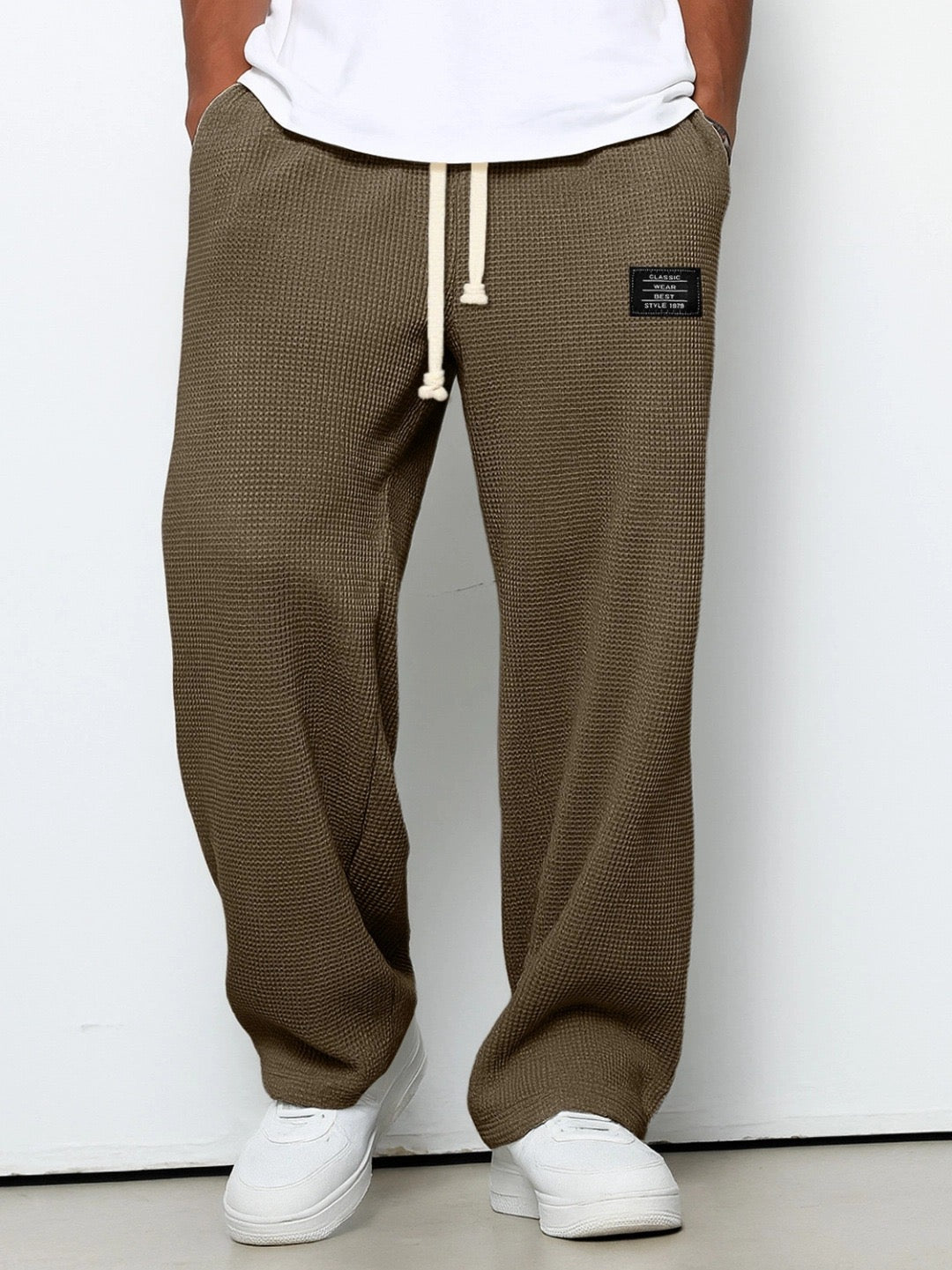 Men's Waffle Drawstring Trousers, Casual - view 6