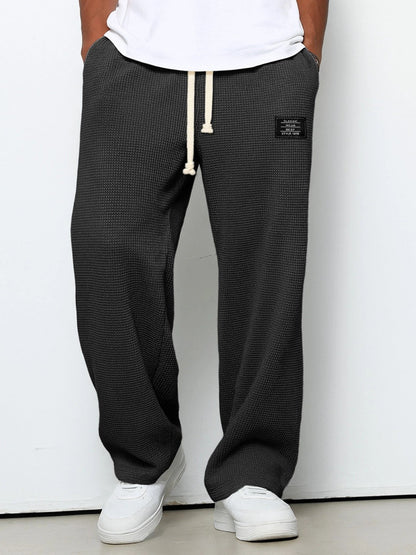 Men's Waffle Drawstring Trousers, Casual - view 3