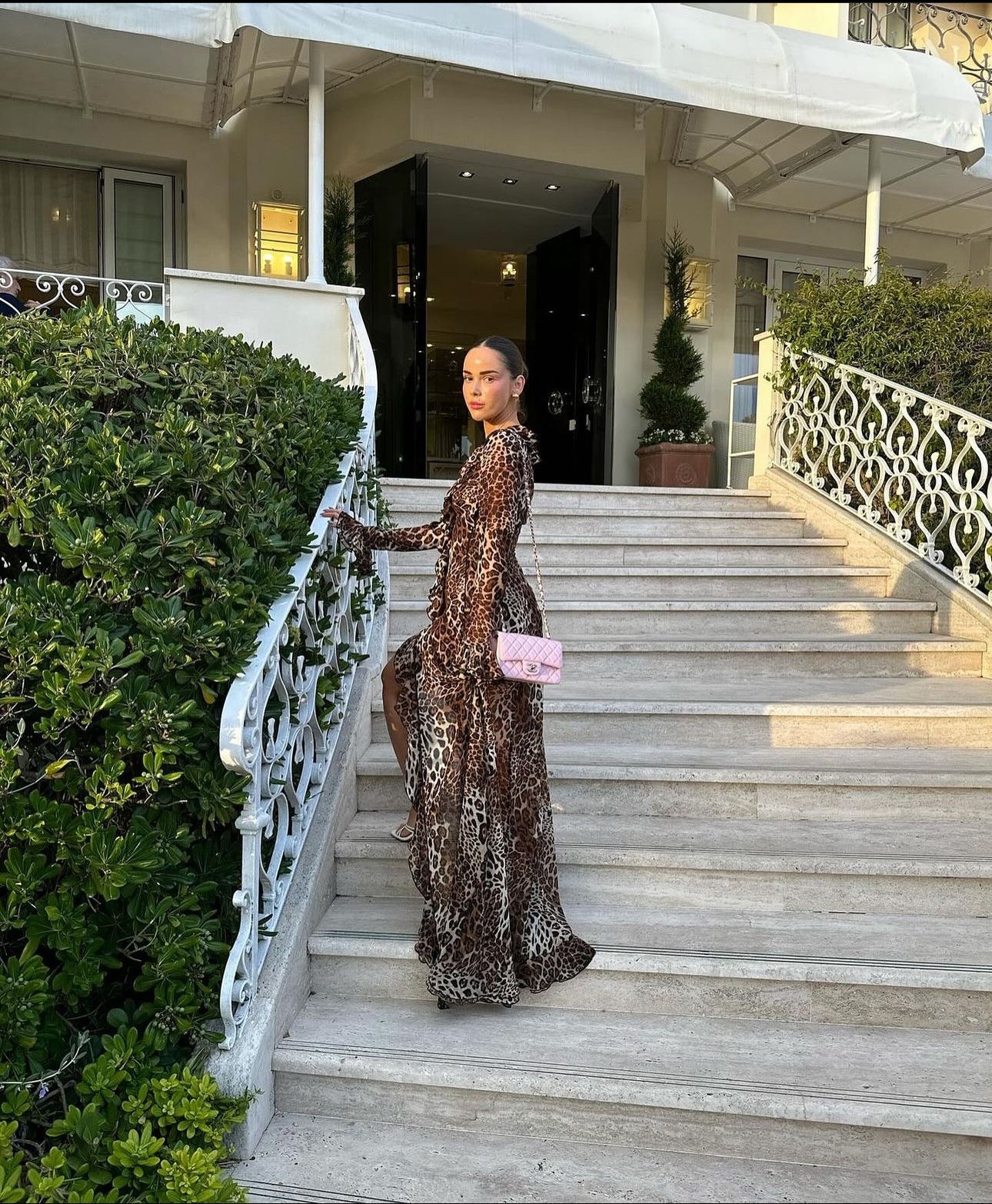 Bianca | Vestito Leopard con Spacco