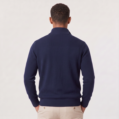 Men's Quarter-Zip Stand Collar Jumper, Knitted Sweater - view 8