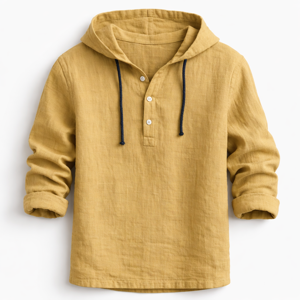 Lorvener | Men's relaxed linen hooded shirt