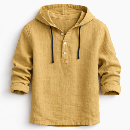 Lorvener | Men's relaxed linen hooded shirt