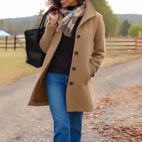 Women's Longline Wool Blend Coat, Button Front